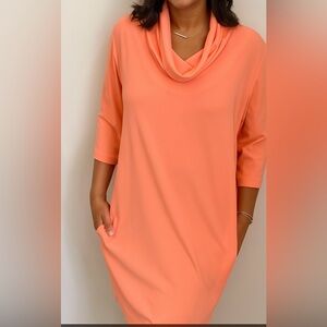 Tara Jarmon Paris neon coral dress. Size S